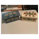 Pair of Decorative Norwegian Rosemaling Keepsake Boxes by Winnie Fernstrom