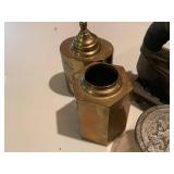 Vintage Kitchen Items Collection Including Jars, Iron, and Bottles