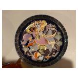 Collection of Decorative Items: Mantel Clock, Plates, and Glassware