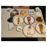 Assorted Collection of Decorative Plates, Art Tiles, and Glassware