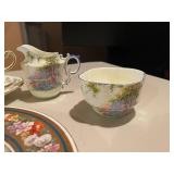 Vintage Collection of Porcelain Bone China Tea Cups and Plate