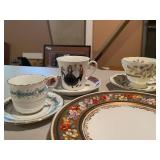 Vintage Collection of Porcelain Bone China Tea Cups and Plate