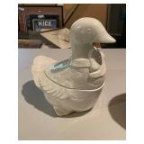 Set of 3 Ceramic Containers: Goose, Pig, and Floral