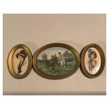 Vintage Glass Lunkenheimer Drip Oiler & Trio of Art Nouveau Portrait Plaques