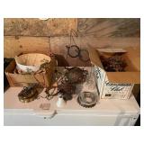 Collection of Vintage Hanging Oil Lamps and Components