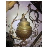 Collection of Vintage Hanging Oil Lamps and Components