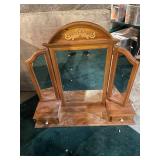 Vintage Wooden Vanity Mirror with Side Drawers
