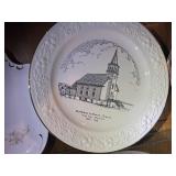 Collection of Commemorative Church Plates and Vintage Ceramic Platters
