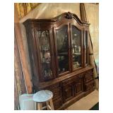 Vintage Wooden China Cabinet with Glass Doors and Storage Drawers - CONTENTS NOT INCLUDED