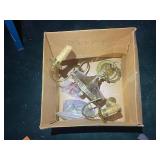 Vintage Brass Chandelier with Crystal Accents