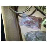 Vintage Brass Chandelier with Crystal Accents