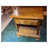 Wooden Nightstand with Single Drawer and Shelf