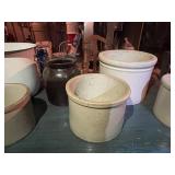 Lot of 7 Vintage Stoneware and Metal Containers