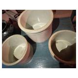 Lot of 7 Vintage Stoneware and Metal Containers