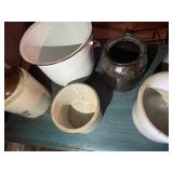 Lot of 7 Vintage Stoneware and Metal Containers