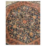 Vintage 4-Foot Octagonal Rug with Floral Pattern