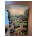 Hand-Painted Armoire with Landscape Design