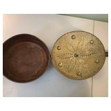 Vintage Brass and Copper Bed Warmer with Wooden Handle