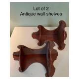 Set of 2 Antique Style Butler Wooden Wall Shelves