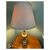 Vintage Brass Table Lamp with Pleated Fabric Shade