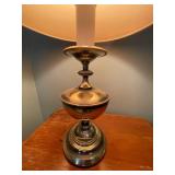 Vintage Brass Table Lamp with Pleated Fabric Shade