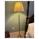 Brass Floor Lamp with Pleated Shade