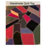 Handmade Patchwork Quilt Top with Multicolor Stitching