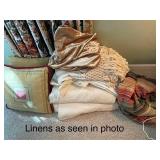 Assorted Linens with Pillows and Throws