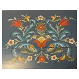 Vintage Rosemaling Large Painted Wooden Trunk with Floral Pattern