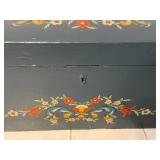 Vintage Rosemaling Large Painted Wooden Trunk with Floral Pattern