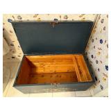 Vintage Rosemaling Large Painted Wooden Trunk with Floral Pattern