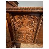 Antique Carved Wooden Chest with Intricate Detailing - Contents not included