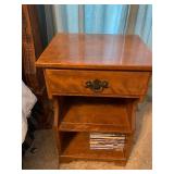 Wooden Nightstand with Drawer and Shelves