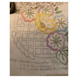 Collection of Unfinished Embroidery Projects with Floral Designs