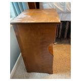 Vintage Wooden Nightstand with Drawer and Shelves