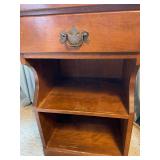 Vintage Wooden Nightstand with Drawer and Shelves