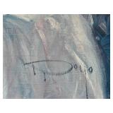 Large Framed Artwork by Jose Royo Woman with Flowers