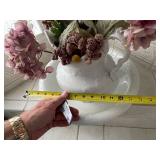 Vintage White Ceramic Wash Basin and Pitcher with Dried Flowers