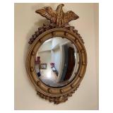 Vintage Federal Style Convex Mirror with Eagle and Leaf Ornamentation