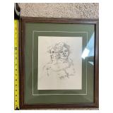 Set of 3 Framed Art Prints: Victorian Children, Angelic Figure, Abstract Faces
