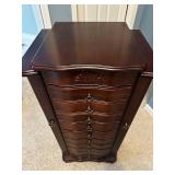 Elegant Wooden Jewelry Armoire with Mirror and Multiple Drawers