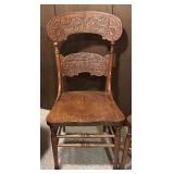 Pair of Vintage Wooden Press Back Chairs
