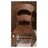 Pair of Vintage Wooden Press Back Chairs