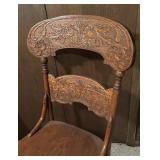 Pair of Vintage Wooden Press Back Chairs