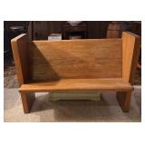 Vintage Church Pew Wood Bench with Cross Design