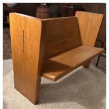 Vintage Church Pew Wood Bench with Cross Design