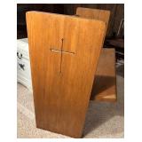 Vintage Church Pew Wood Bench with Cross Design