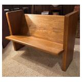 Vintage Church Pew Wood Bench with Cross Design
