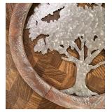 Metal and Wooden Tree of Life Decorative Wall Hanging