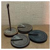 Vintage Goodies including Oil / Ink Cans, Weights, Hammer and More